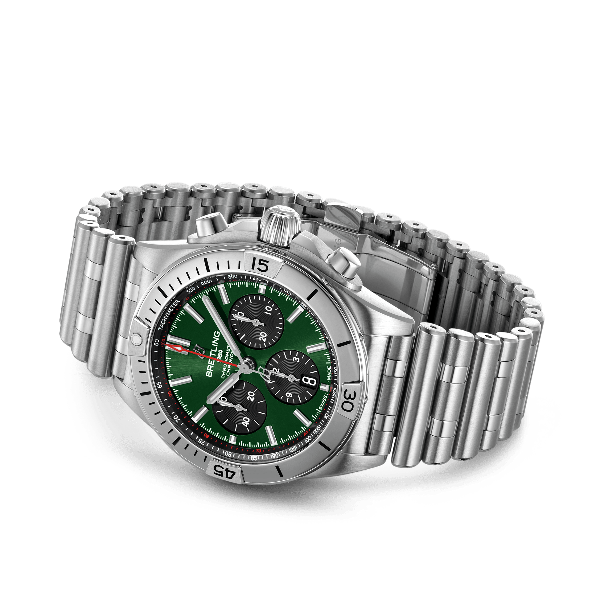  Shop Authentic Breitling Chronomat B01 42mm Green Dial Silver Steel Strap Watch for Men - AB01343A1L1A1 - Luxxuri