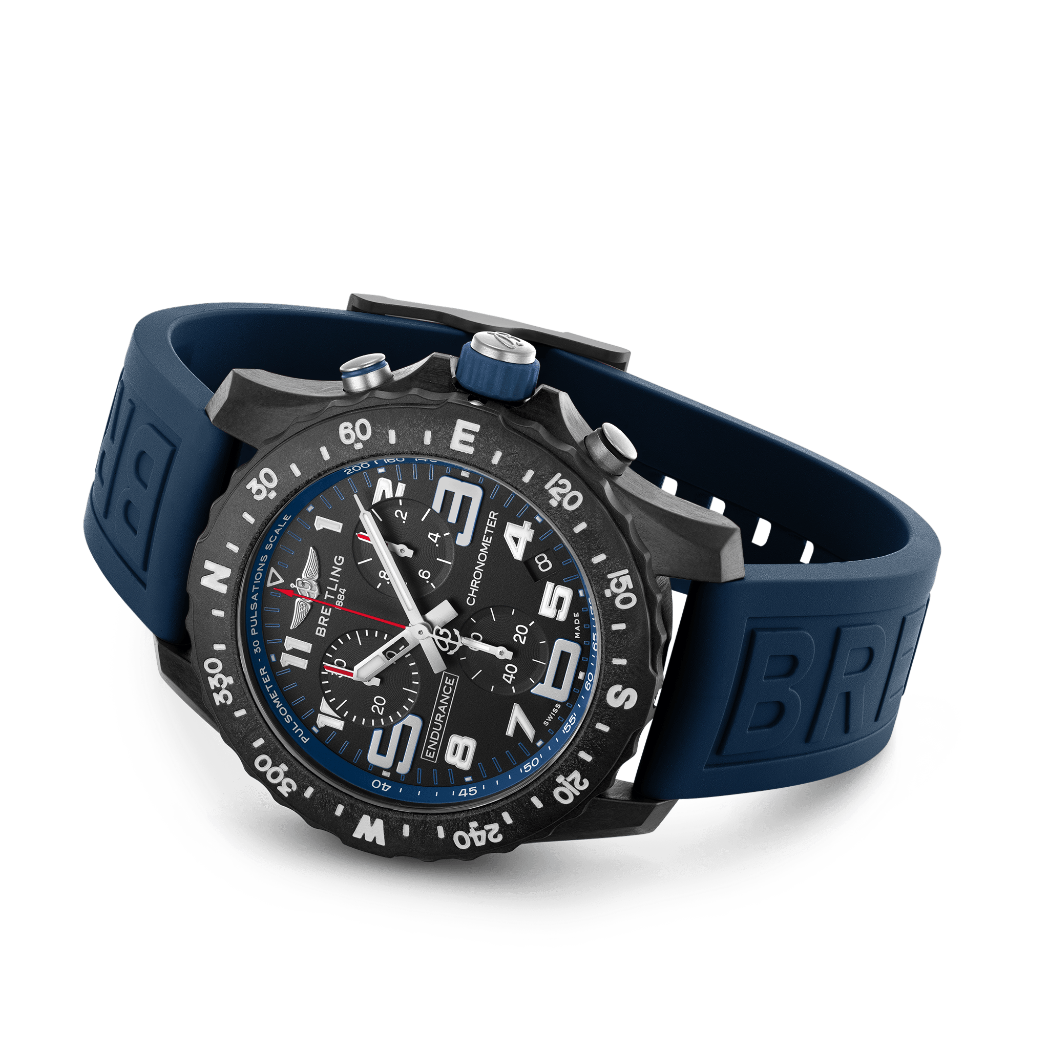 Breitling Endurance Pro Black Dial Blue Rubber Strap Watch for Men - X82310D51B1S1