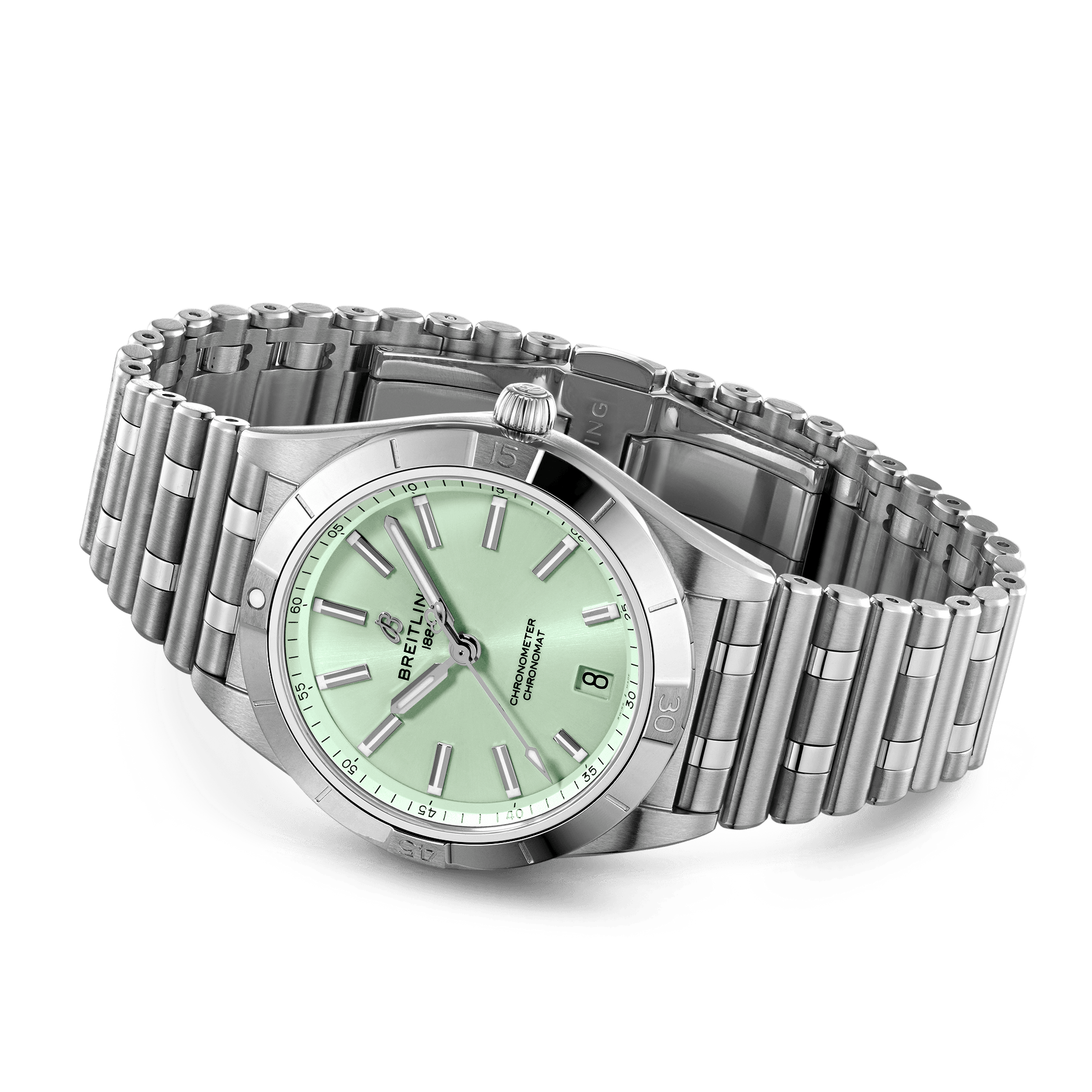  Shop Authentic Breitling Chronomat Automatic 36 Green Dial Silver Steel Strap Watch for Women - A10380101L1A1 - Luxxuri