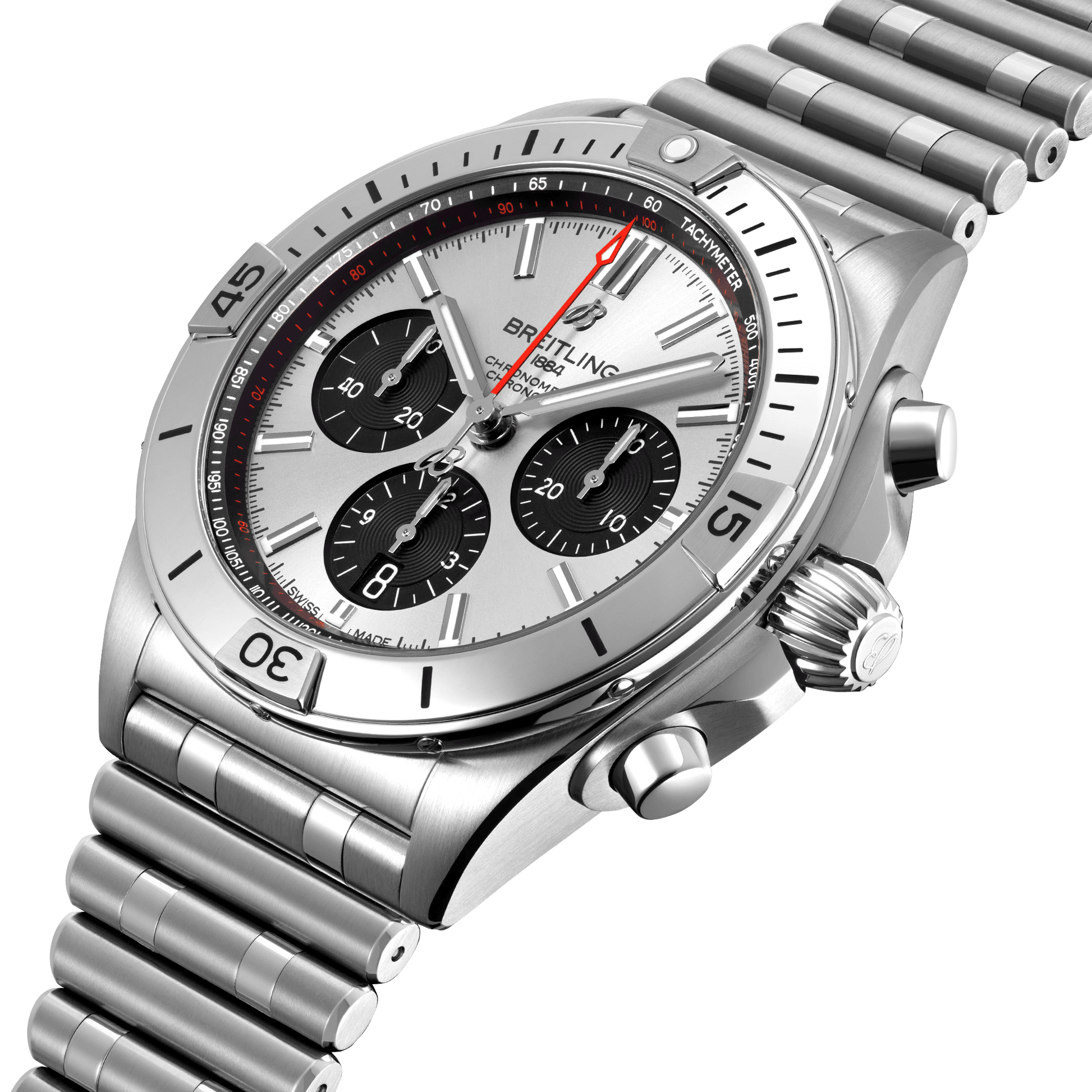  Shop Authentic Breitling Chronomat B01 42mm Silver Dial Silver Steel Strap Watch for Men - AB0134101G1A1 - Luxxuri