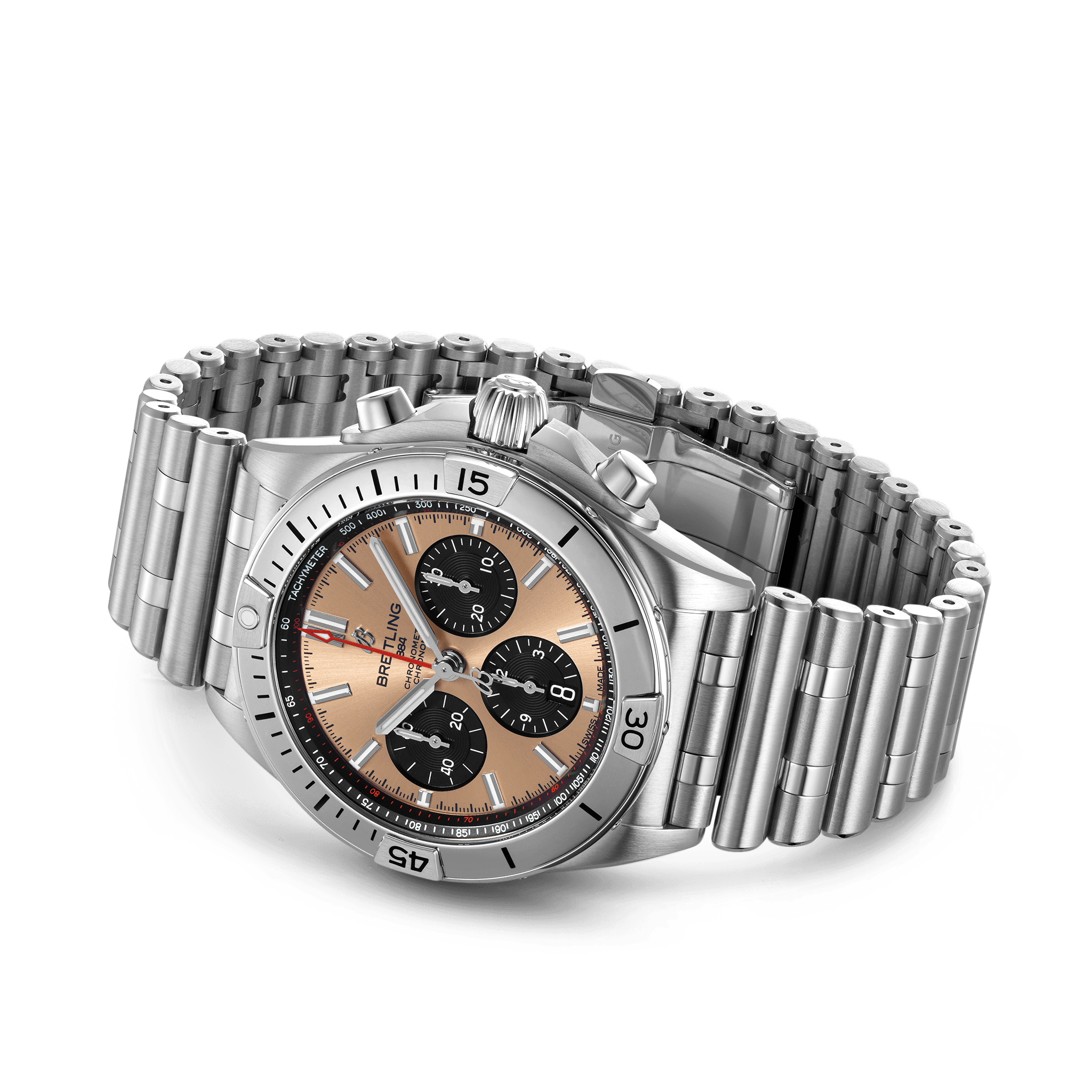 Breitling Chronomat B01 42 Brown Dial Silver Steel Strap Watch for Men - AB0134101K1A1
