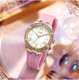 Shop Authentic Guess Cosmo Diamonds Silver Dial Pink Silicone Strap Watch for Women - GW0034L3 - Luxxuri