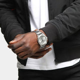  Shop Authentic Guess Zeus Multifunction Diamonds Silver Dial Silver Steel Strap Watch for Men - GW0209G1 - Luxxuri