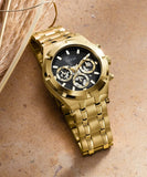  Shop Authentic Guess Continental Black Dial Gold Steel Strap Watch for Men - GW0260G2 - Luxxuri