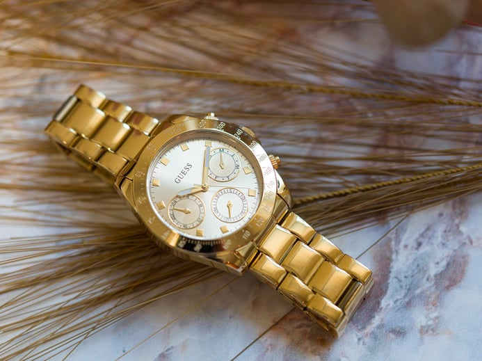  Shop Authentic Guess Eclipse Gold Dial Gold Steel Strap Watch for Women - GW0314L2 - Luxxuri