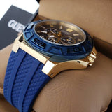  Shop Authentic Guess Force Blue & Rose Gold Dial Blue Silicone Strap Watch For Men - W0674G2 - Luxxuri