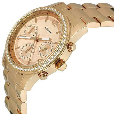  Shop Authentic Guess Mini Spectrum Quartz Rose Gold Dial Rose Gold Steel Strap Watch For Women - W0122L3 - Luxxuri