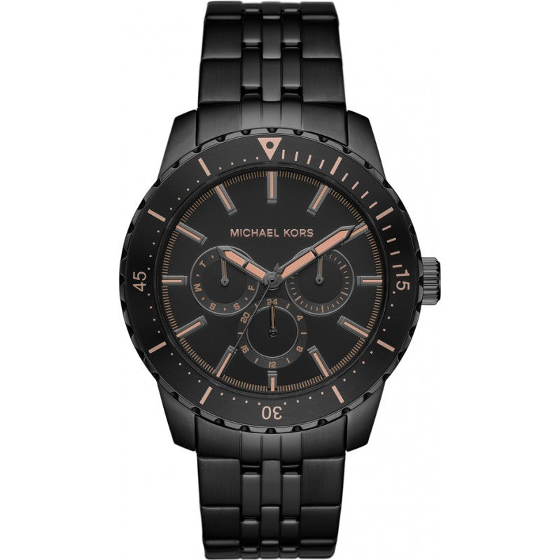 Michael Kors Cunningham Chronograph Black Dial Black Steel Strap Watch For Men - MK7157