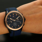  Shop Authentic Tommy Hilfiger Aiden Chronograph Blue Dial Blue Silicone Strap Watch For Men - 1791860 - Luxxuri