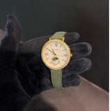  Shop Authentic Fossil Jacqueline Multifunction Moonphase Mother of Pearl White Dial Green Leather Strap Watch for Women - ES5244 - Luxxuri
