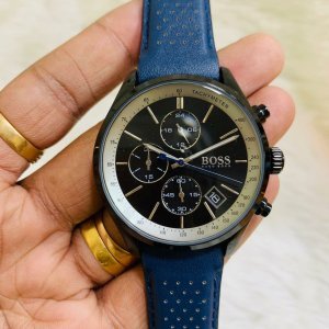  Shop Authentic Hugo Boss Grand Prix Chronograph Black Dial Blue Leather Strap Watch for Men - 1513563 - Luxxuri