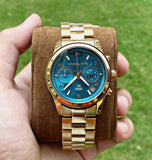  Shop Authentic Michael Kors Runway Hunger Stop100 Series Blue Dial Gold Steel Strap Watch for Women - MK5815 - Luxxuri