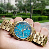  Shop Authentic Michael Kors Runway Hunger Stop100 Series Blue Dial Gold Steel Strap Watch for Women - MK5815 - Luxxuri