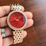  Shop Authentic Michael Kors Darci Red DIal Rose Gold Stainless Steel Strap Watch for Women - MK3378 - Luxxuri