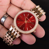  Shop Authentic Michael Kors Darci Red DIal Rose Gold Stainless Steel Strap Watch for Women - MK3378 - Luxxuri