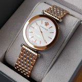  Shop Authentic Versace V-Twist White Dial Two Tone Mesh Bracelet Watch for Women - VELS00719 - Luxxuri