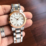  Shop Authentic Burberry The City White Dial Two Tone Steel Strap Watch for Women - BU9006 - Luxxuri