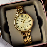  Shop Authentic Fossil Jacqueline White Dial Gold Steel Strap Watch for Women - ES3434 - Luxxuri