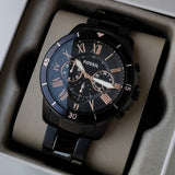  Shop Authentic Fossil Grant Sport Chronograph Black Dial Black Steel Strap Watch for Men - FS5374 - Luxxuri