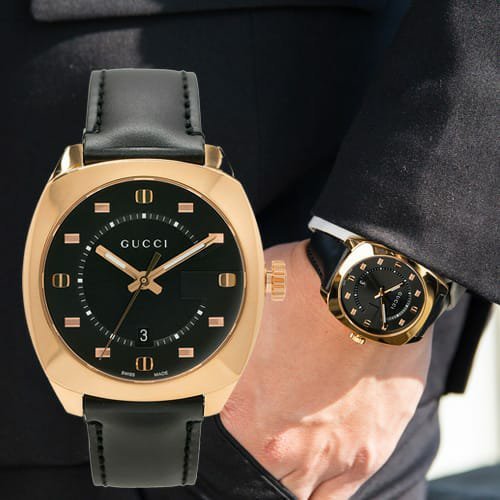  Shop Authentic Gucci GG2570 Quartz Black Dial Black Leather Strap Watch For Men - YA142309 - Luxxuri
