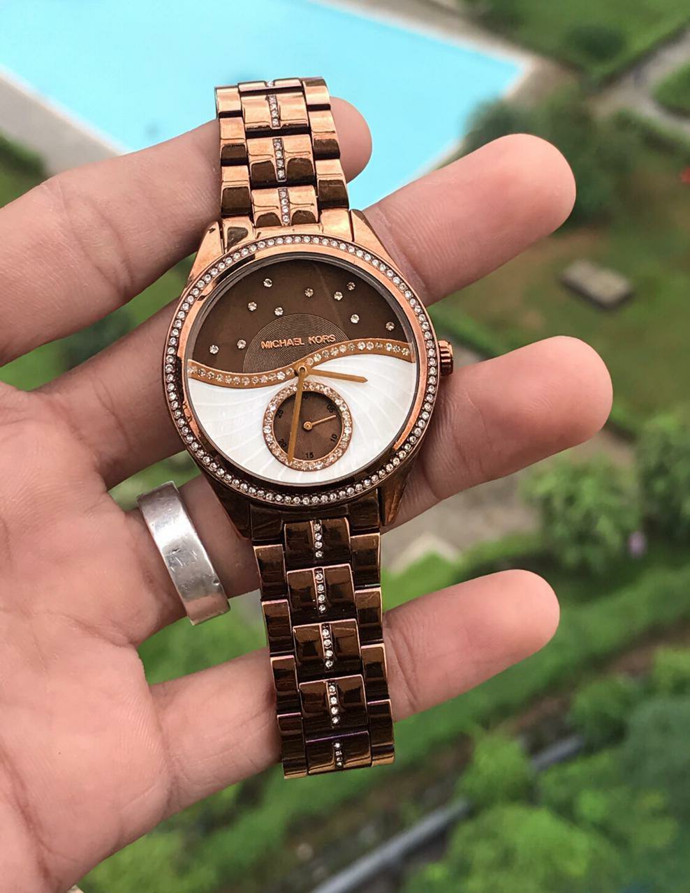  Shop Authentic Michael Kors Lauryn Rose Gold Dial Brown Steel Strap Watch for Women - MK3757 - Luxxuri