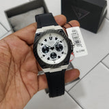  Shop Authentic Guess Legacy White Dial Black Rubber Strap Watch For Men - W1049G3 - Luxxuri