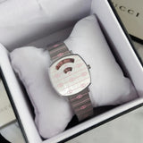  Shop Authentic Gucci Grip Quartz Silver Dial Silver Steel Strap Watch For Women - YA157438 - Luxxuri