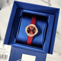  Shop Authentic Swarovski Crystal Flower Red Dial Red Leather Strap Watch for Women - 5552780 - Luxxuri