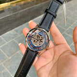  Shop Authentic Fossil Townsman Automatic Skeleton Blue Dial Black Leather Strap Watch for Men - ME3200 - Luxxuri
