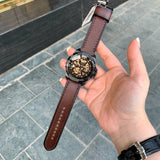  Shop Authentic Fossil Bronson Automatic Skeleton Black Dial Brown Leather Strap Watch for Men - ME3219 - Luxxuri