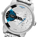  Shop Authentic Diesel Mini Daddy Dual Time Silver Dial Stainless Steel Watch For Men - DZ7305 - Luxxuri