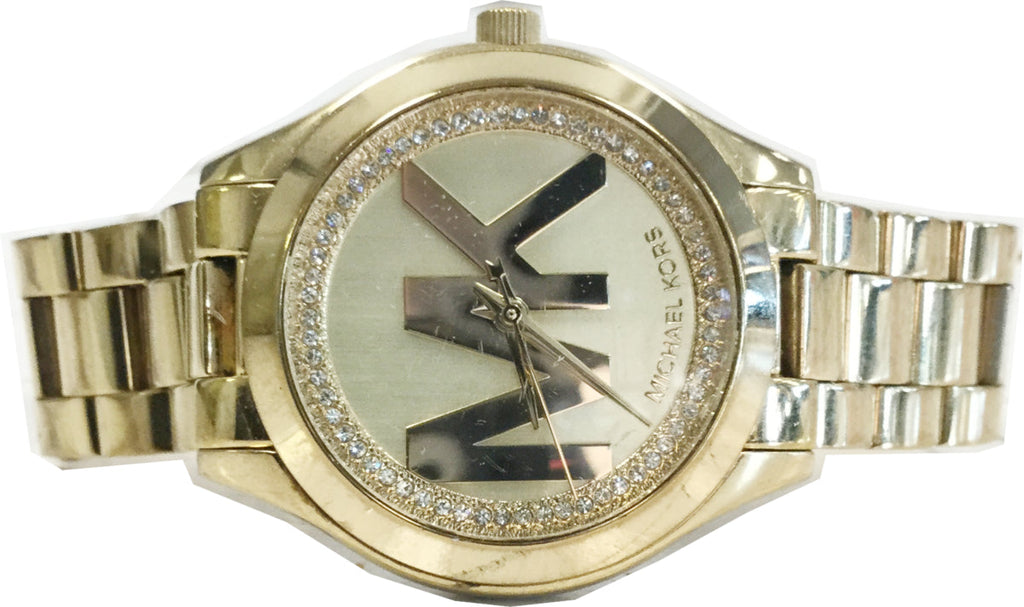  Shop Authentic Michael Kors Slim Runway Gold Dial Gold Steel Strap Watch for Women - MK3477 - Luxxuri