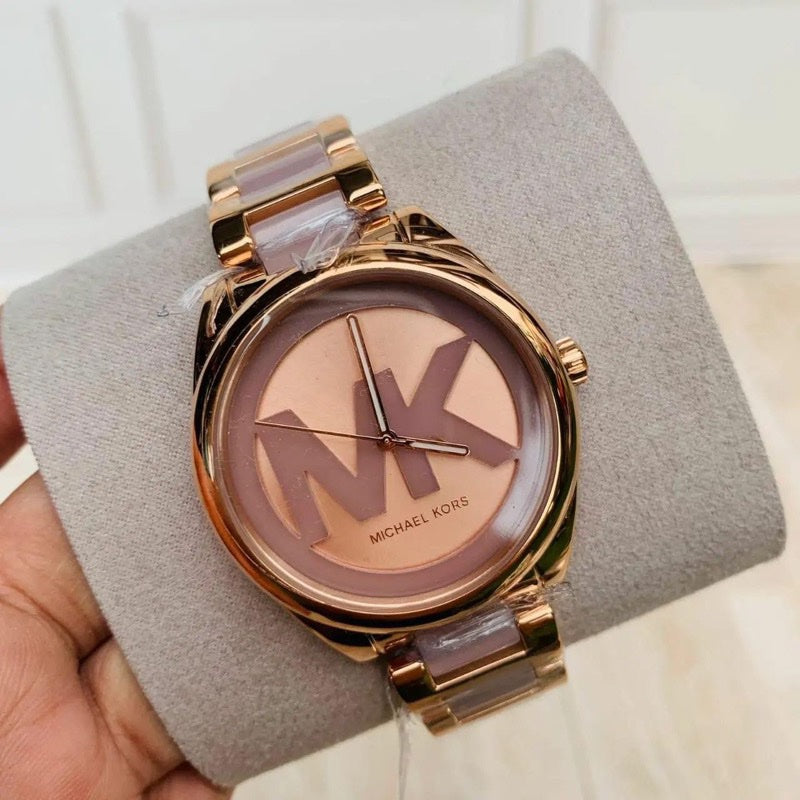  Shop Authentic Michael Kors Janelle Three Hand Rose Gold Dial Two Tone Steel Strap Watch For Women - MK7135 - Luxxuri