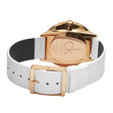  Shop Authentic Calvin Klein Accent Silver Dial White Leather Strap Watch for Women - K2Y216K6 - Luxxuri