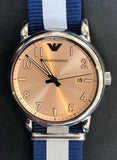  Shop Authentic Emporio Armani Luigi Analog Beige Dial Two Tone NATO Strap Watch For Men - AR11212 - Luxxuri