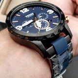  Shop Authentic Fossil Nate Chronograph Blue Dial Two Tone Steel Strap Watch for Men - JR1494 - Luxxuri