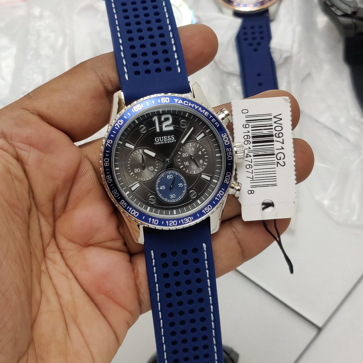  Shop Authentic Guess Fleet Chronograph Black Dial Blue Rubber Strap Watch for Men - W0971G2 - Luxxuri