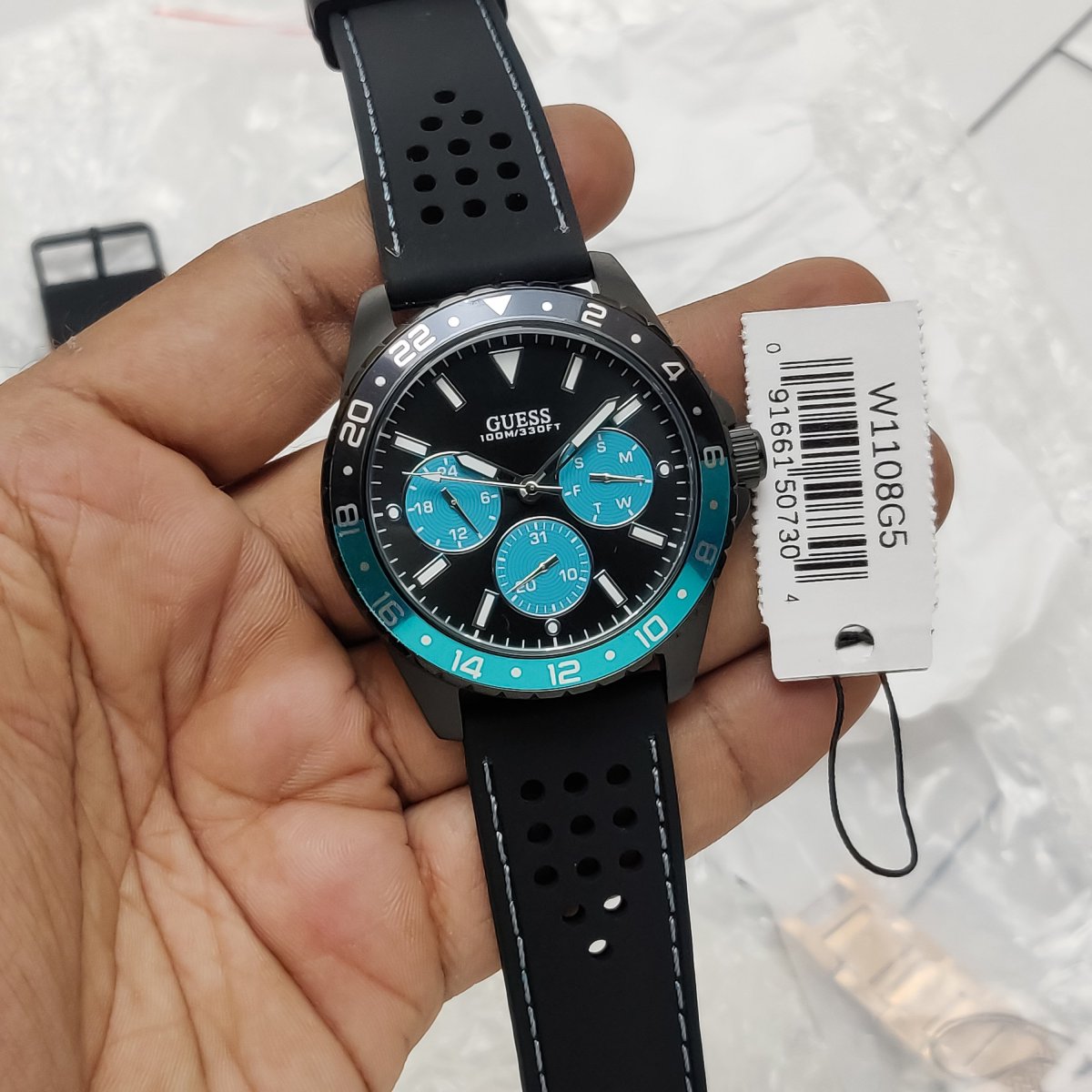  Shop Authentic Guess Odyssey Quartz Black Dial Black Leather Strap Watch For Men - W1108G5 - Luxxuri