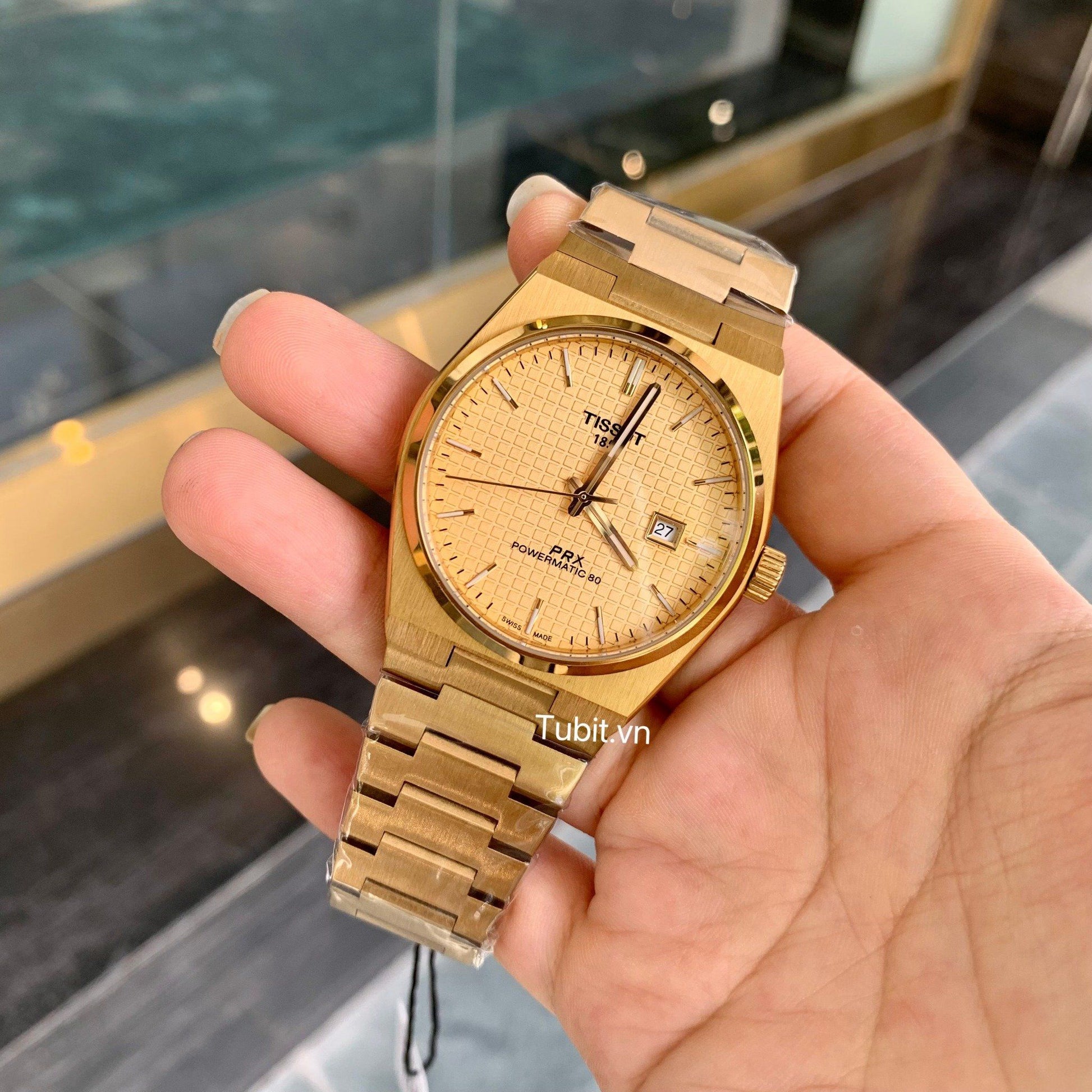 Shop Authentic Tissot PRX Powermatic 80 Gold Dial Gold Steel Strap Watch for Men - T137.407.33.021.00 - Luxxuri