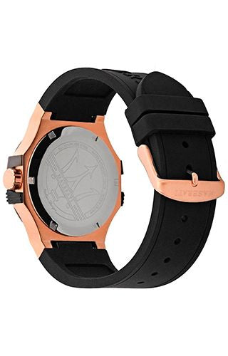  Shop Authentic Maserati Potenza Black & Rose Gold Dial Black Rubber Strap Watch For Men - R8851108002 - Luxxuri