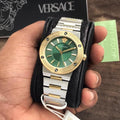  Shop Authentic Versace Greca Green Dial Silver Steel Strap Watch for Women - VEVH00720 - Luxxuri