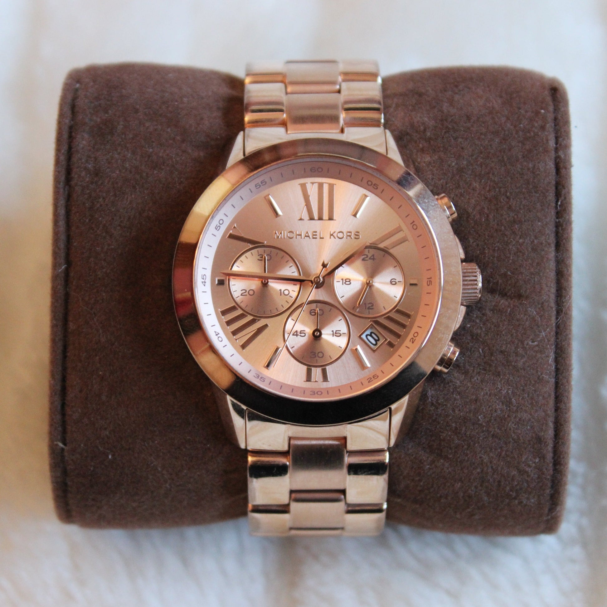  Shop Authentic Michael Kors Runway Chronograph Rose Gold Dial Rose Gold Steel Strap Watch For Women - MK5778 - Luxxuri