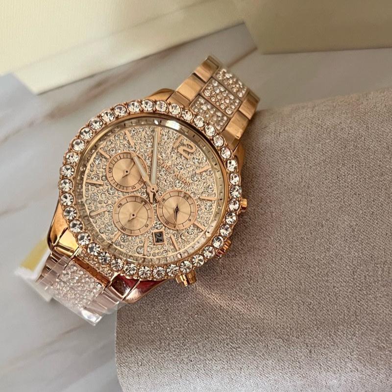  Shop Authentic Michael Kors Layton Chronograph Rose Gold Dial Rose Gold Steel Strap Watch For Women - MK7285 - Luxxuri