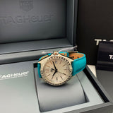  Shop Authentic Tag Heuer Formula 1 Quartz Diamonds Mother of Pearl Dial Blue Leather Strap Watch for Women - WBJ131A.FC8256 - Luxxuri