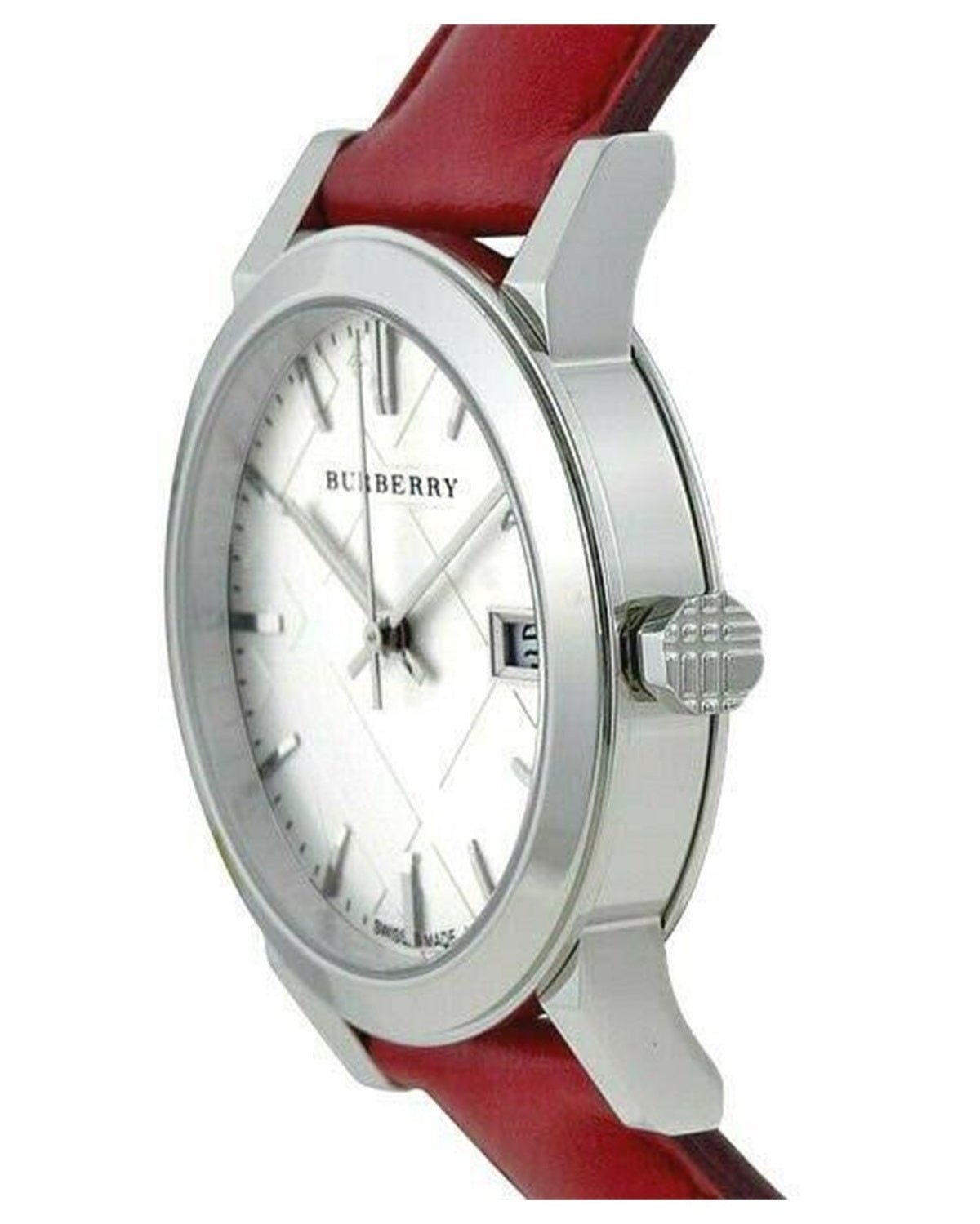  Shop Authentic Burberry The City Silver Dial Red Leather Strap Watch for Women - BU9129 - Luxxuri