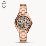  Shop Authentic Fossil Rye Automatic Skeleton Rose Gold Dial Rose Gold Steel Strap Watch for Women - BQ3754 - Luxxuri