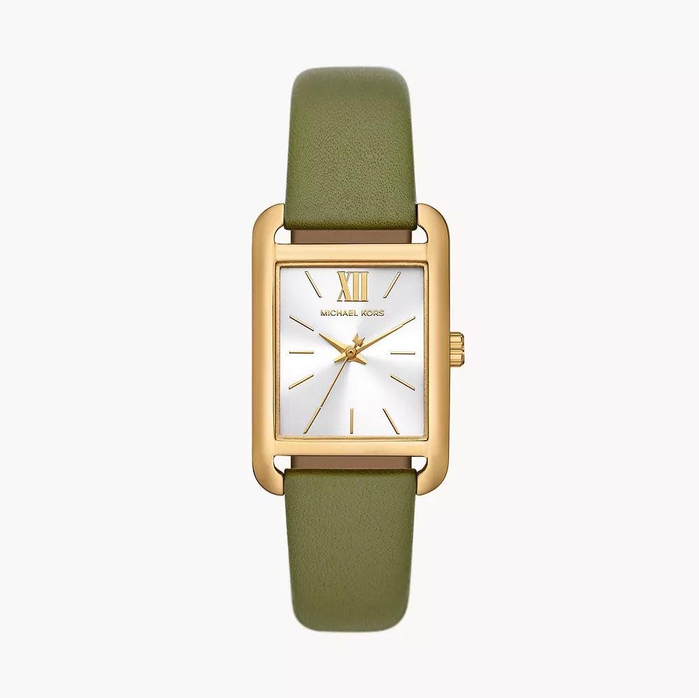  Shop Authentic Michael Kors Monroe Three-Hand Silver Dial Green Leather Strap Watch for Women - MKO1028 - Luxxuri