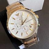  Shop Authentic Emporio Armani Renato Chronograph White Dial Gold Steel Strap Watch For Men - AR11332 - Luxxuri