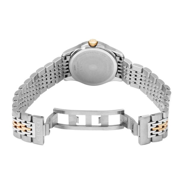  Shop Authentic Gucci G Timeless Diamonds Mother of Pearl Dial Two Tone Mesh Bracelet Watch For Women - YA126514 - Luxxuri