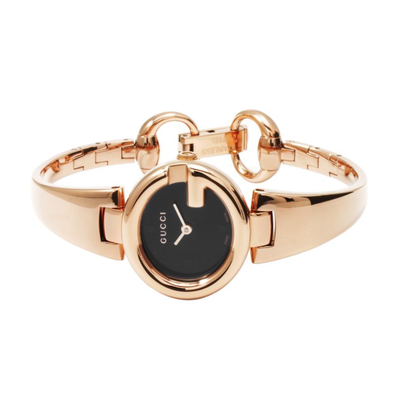  Shop Authentic Gucci Guccissima Collection Quartz Black Dial Rose Gold Steel Strap Watch For Women - YA134509 - Luxxuri